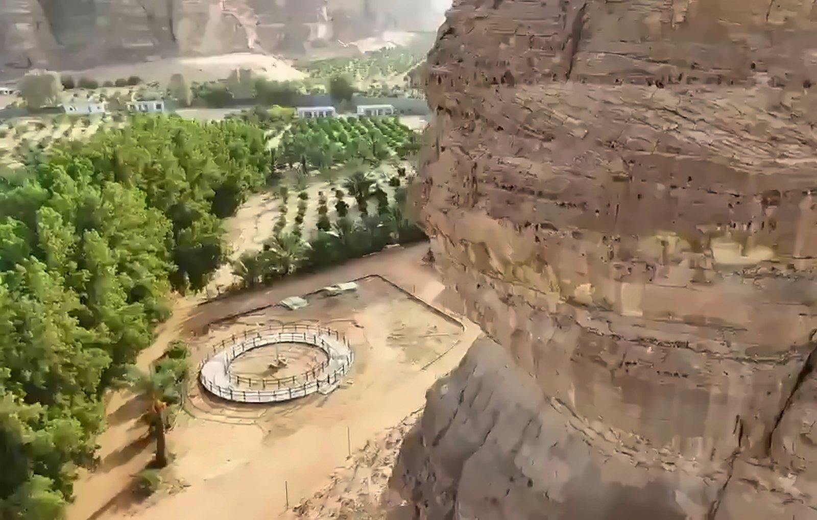 Aerial view of the horse walker